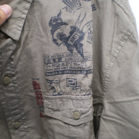 Projek Raw Button Down Short Sleeve Casual Olive Shirt, Size XXL - Picture 3 of 8